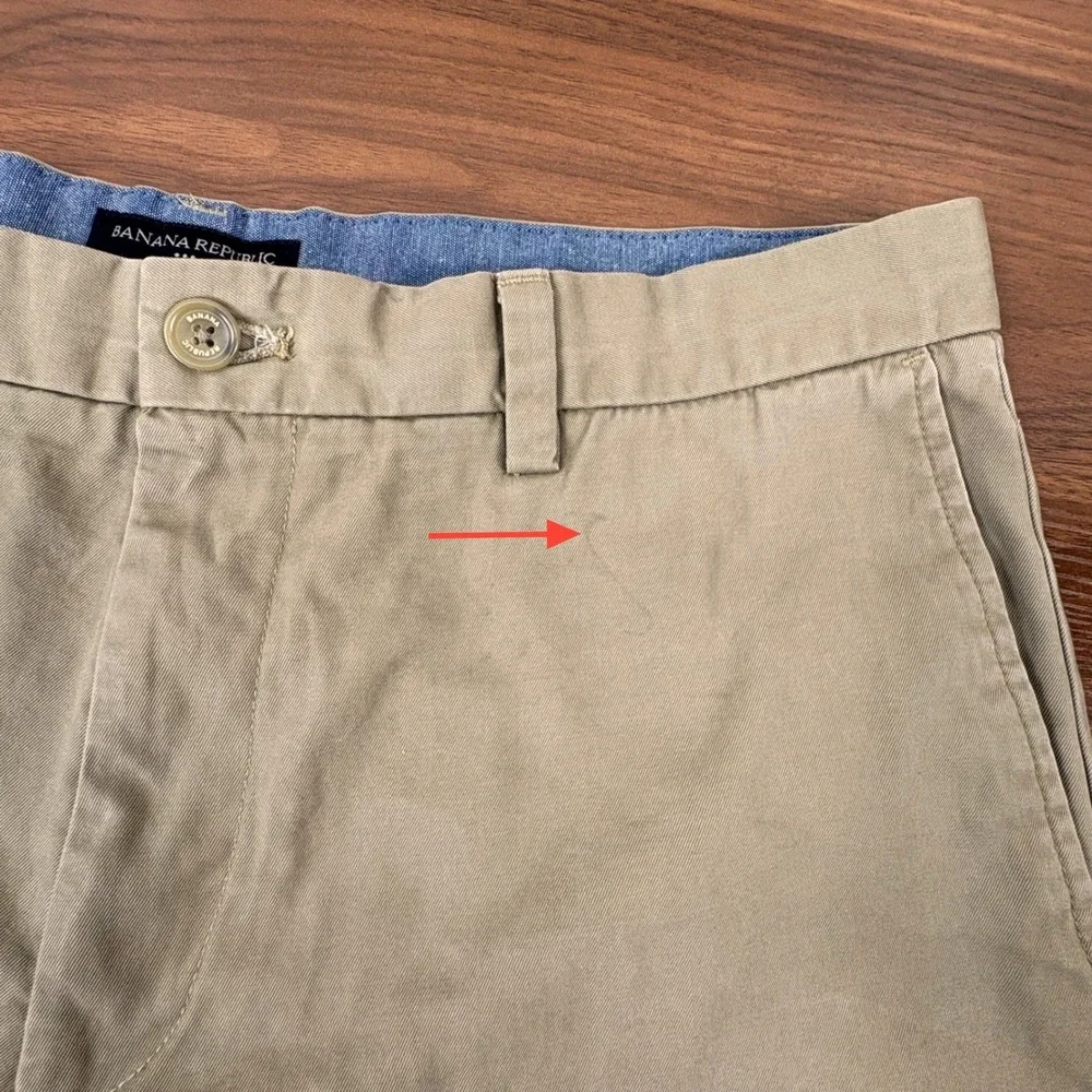 Banana Republic Emerson Chino Mens 36x28 Tan Straight Leg Cotton Pants Khaki